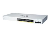 Cisco Business 220 Series CBS220-24FP-4G - Commutateur - intelligent - 24 x 10/100/1000 (PoE+) + 4 x Gigabit SFP (liaison montante) - Montable sur rack - PoE+ (382 W) - remanufacturé CBS220-24FP4GEU-RF