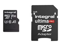 Integral UltimaPro - Carte mémoire flash (adaptateur microSDXC vers SD inclus(e)) - 64 Go - A1 / Video Class V30 / UHS Class 3 / Class10 - microSDXC UHS-I INMSDX64G-100/70V30