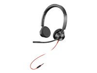 Poly Blackwire 3225 - 3300 Series - micro-casque - sur-oreille - filaire - Suppresseur de bruit actif - USB, jack 3,5mm - noir - Certifié Skype, Certifié Avaya, certifié Cisco Jabber 80S11AA